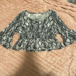 Eye Candy Black and White Snake Print Blouse